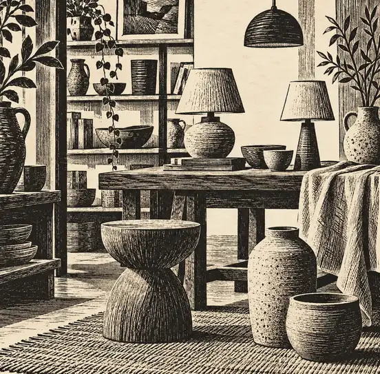 Illustration of independent retailers equipment and workspace
